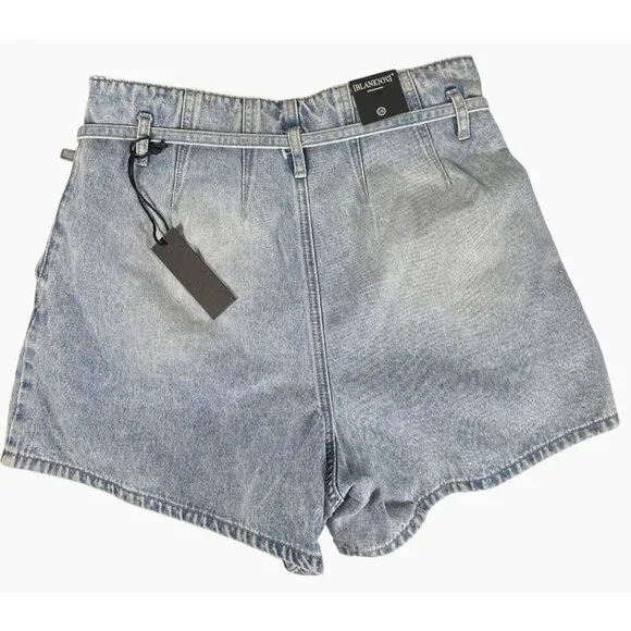 NWT Blank NYC High Rise Blue Denim Short With‎ Belt Women's Size 28 100% Cotton - Picture 4 of 13